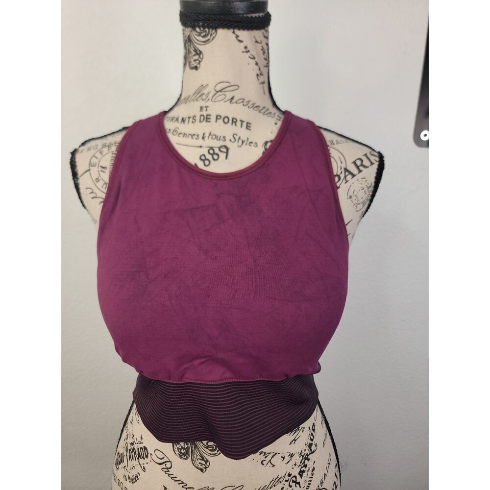Lululemon Sz 8 Ebb To Train Bra Tank Top Crop Wash Marble Black Womens W2BIIS